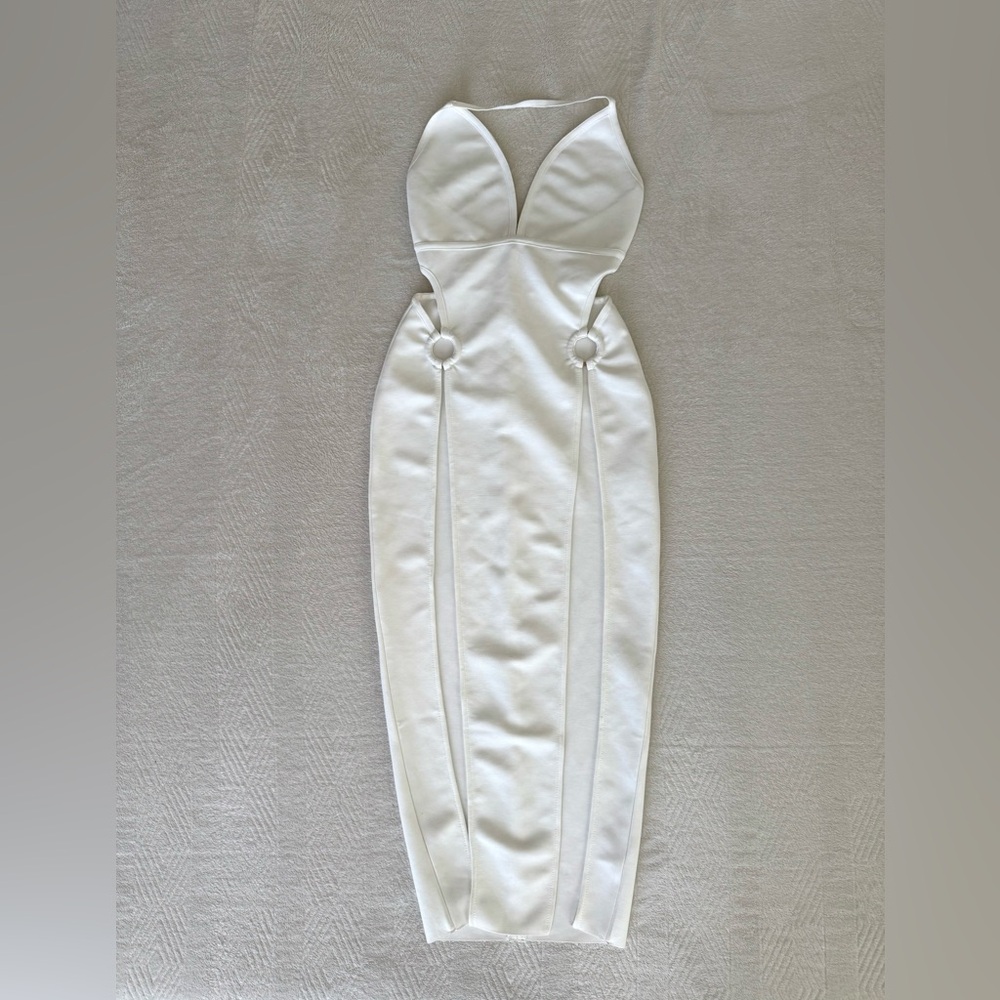 Elegant high slits backless White Dress